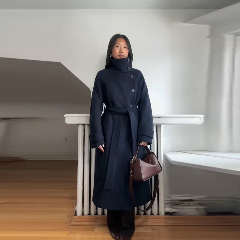 ClassicBelt™ High-Neck Wool Trench Coat – Women’s Winter Coat