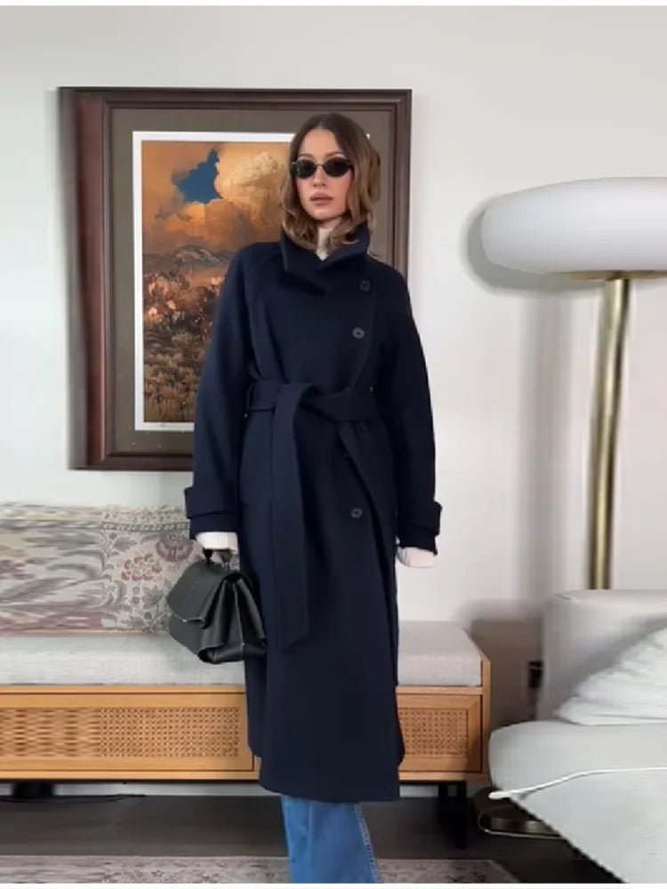 ClassicBelt™ High-Neck Wool Trench Coat – Women’s Winter Coat