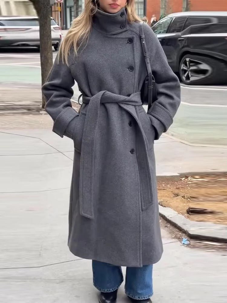 ClassicBelt™ High-Neck Wool Trench Coat – Women’s Winter Coat