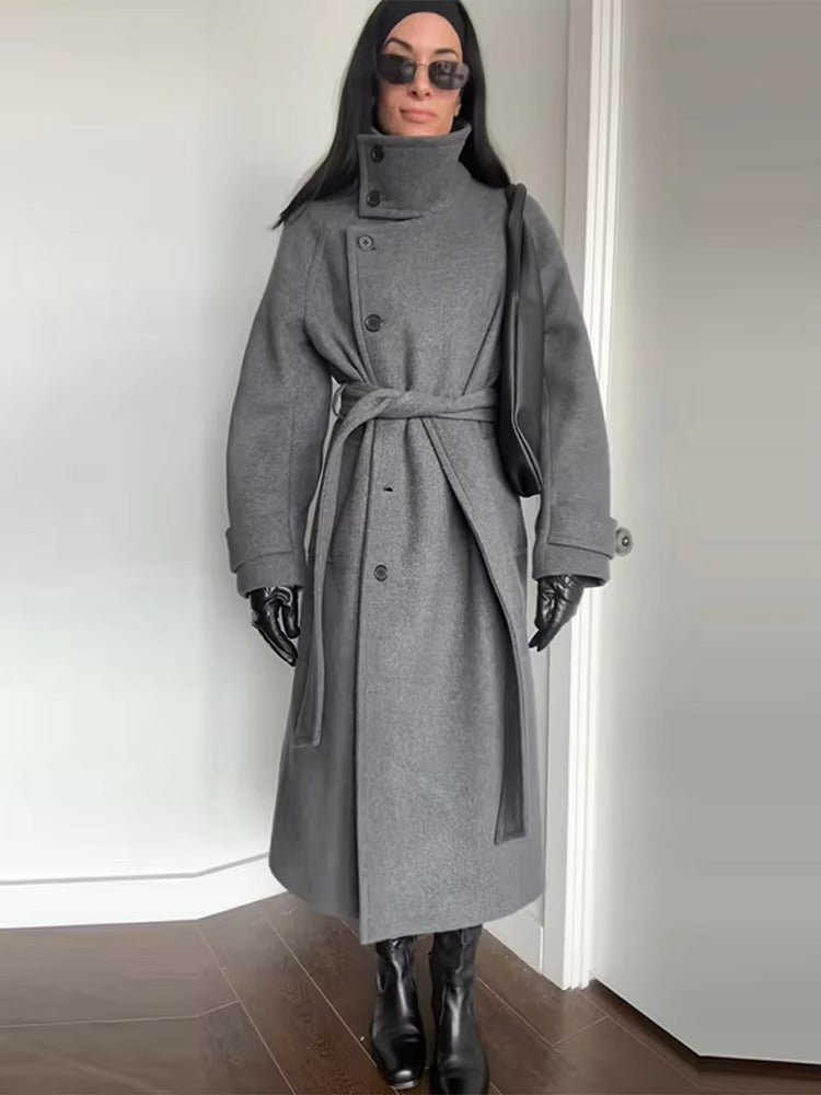 ClassicBelt™ High-Neck Wool Trench Coat – Women’s Winter Coat