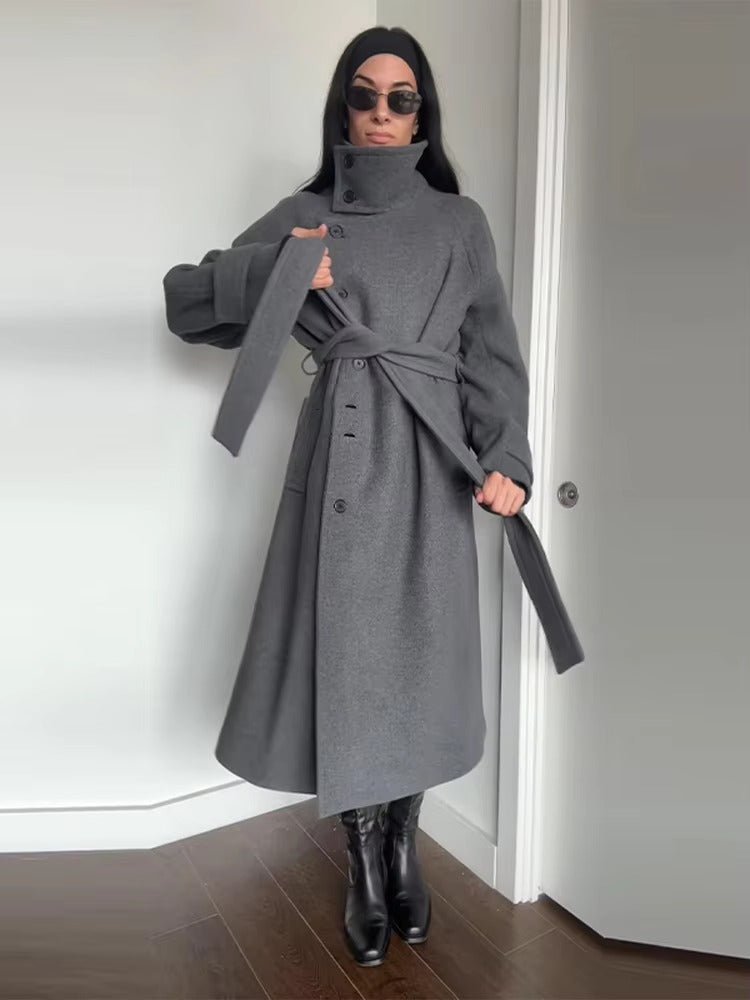 ClassicBelt™ High-Neck Wool Trench Coat – Women’s Winter Coat