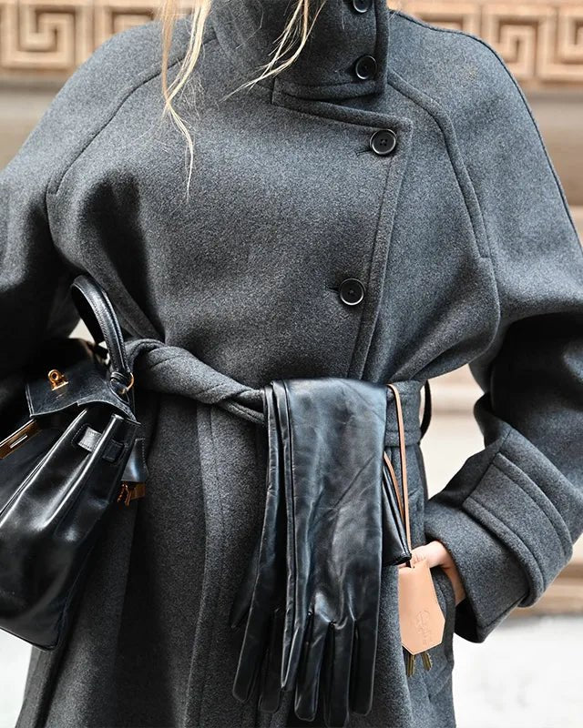 ClassicBelt™ High-Neck Wool Trench Coat – Women’s Winter Coat