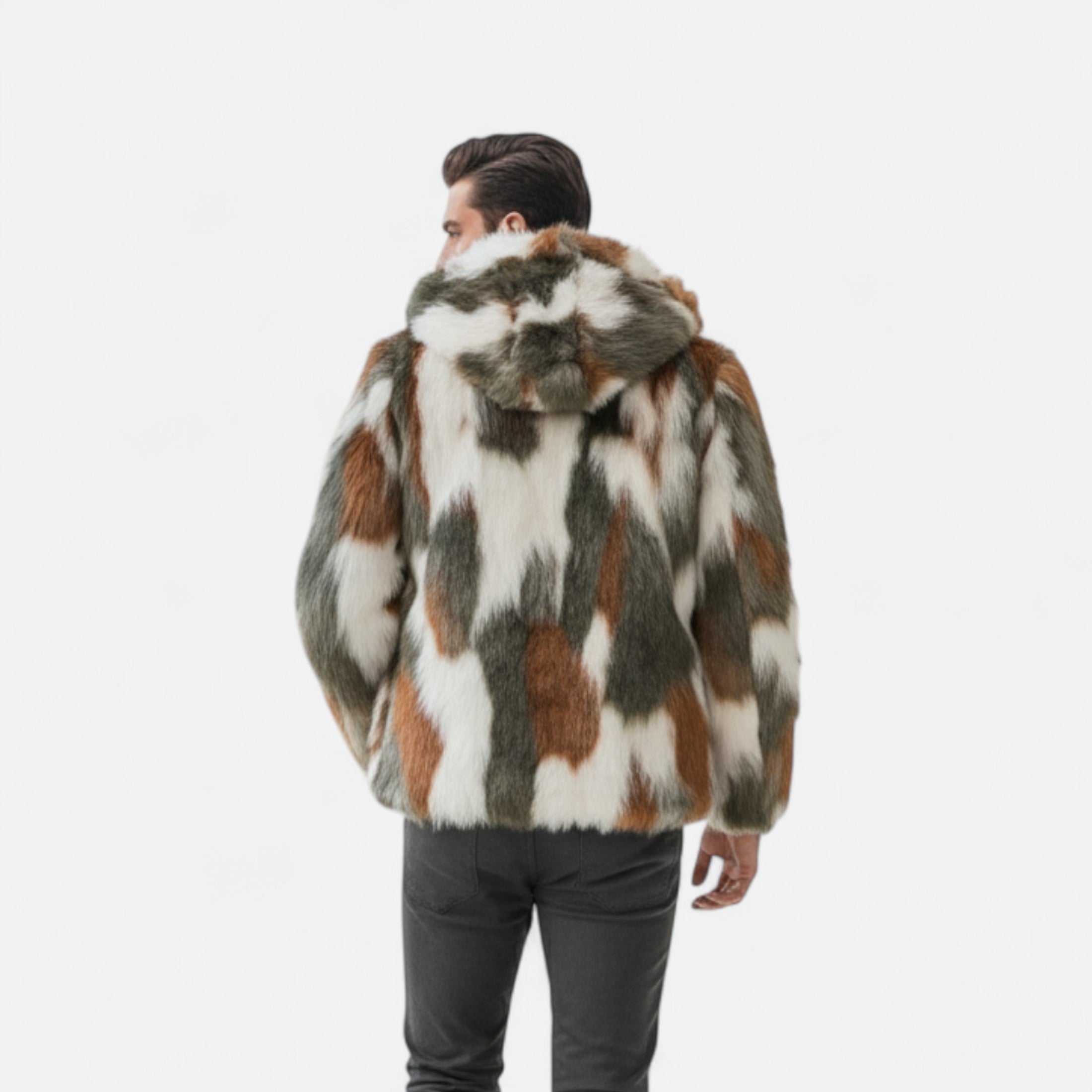 Men’s Premium Faux Fur Hooded Jacket – Luxury Winter Edition