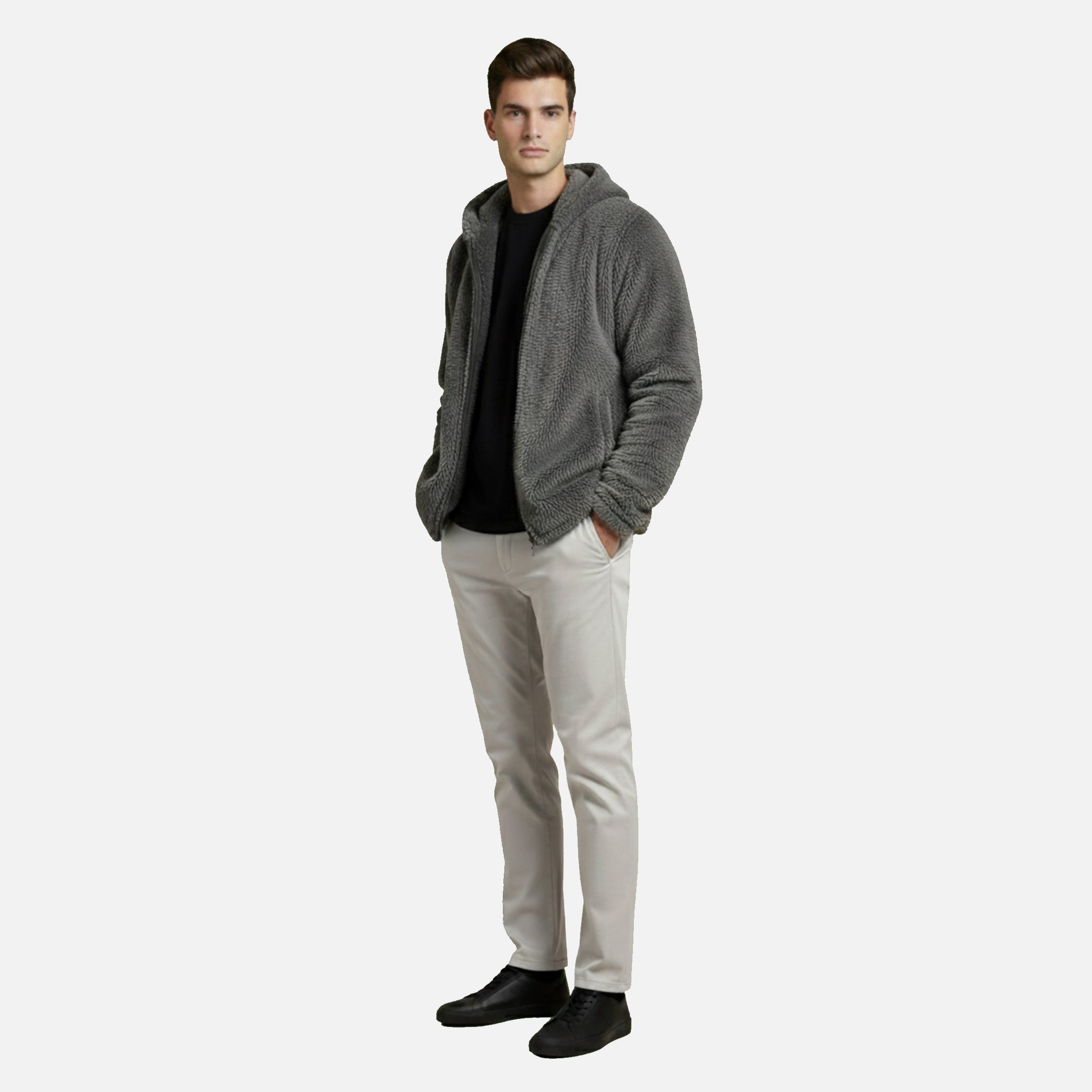 Men’s Sherpa Fleece Zip Hoodie – Ultra-Soft, Warm & Cozy Winter Comfort