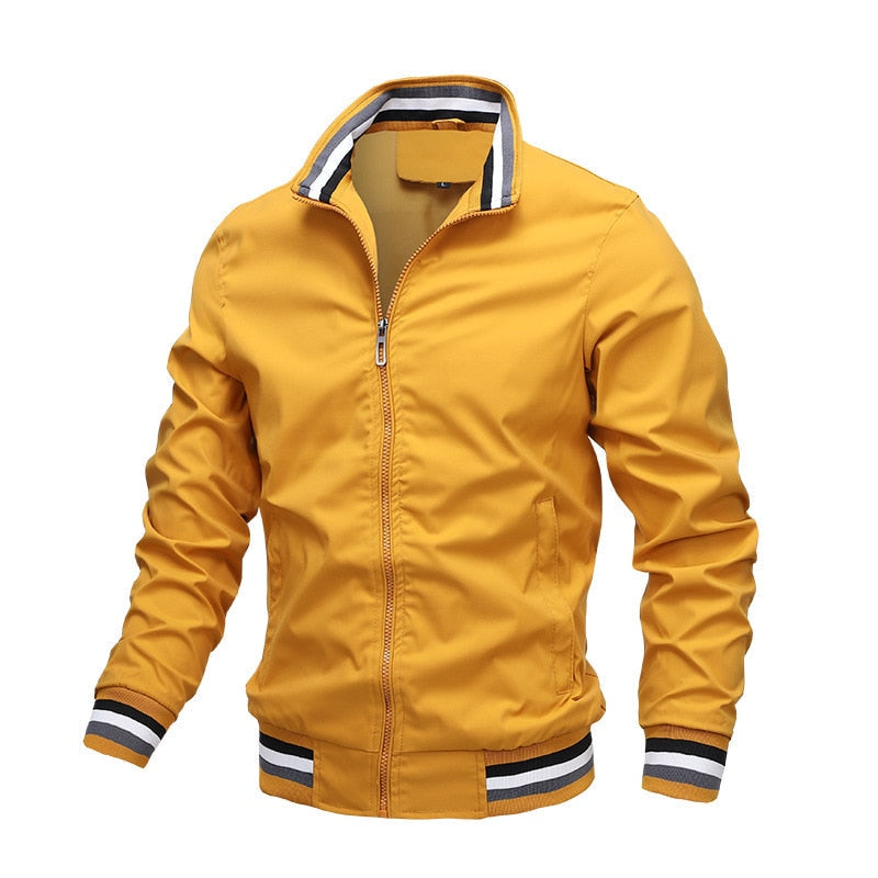 Men’s Striped Collar Bomber Jacket – Lightweight & Smart Casual Style