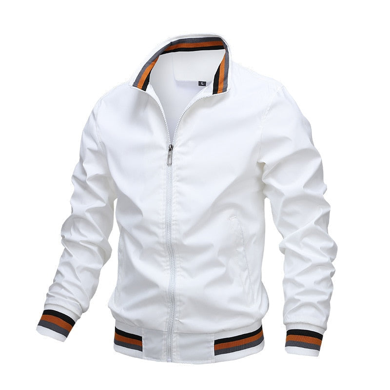 Men’s Striped Collar Bomber Jacket – Lightweight & Smart Casual Style