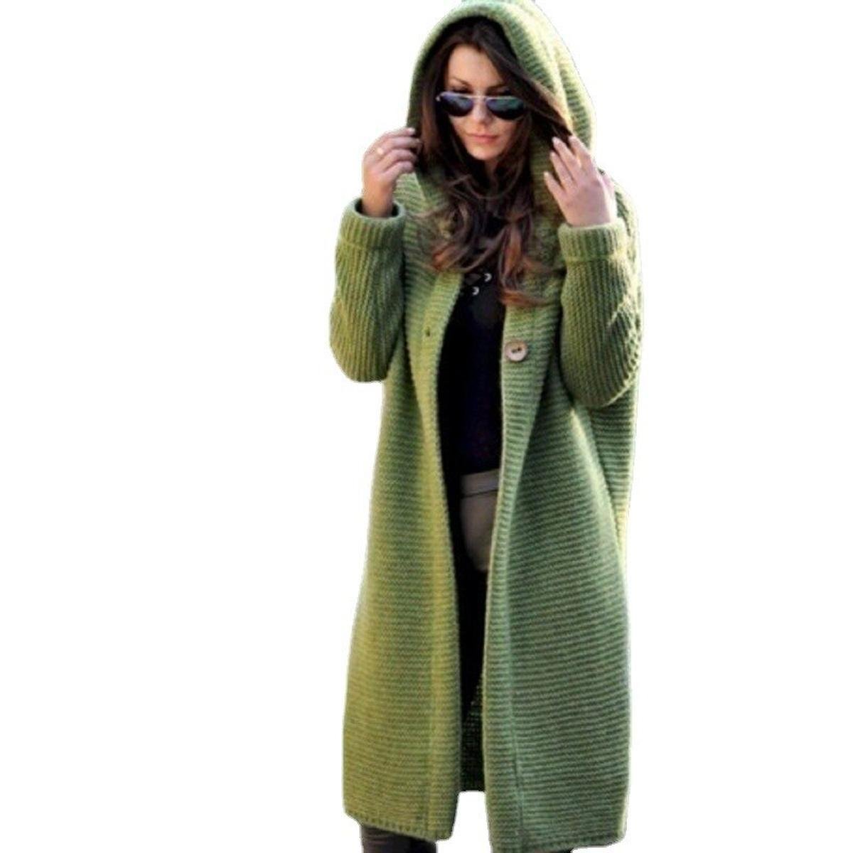 Hooded Cardigan Cotton Polyester Blend