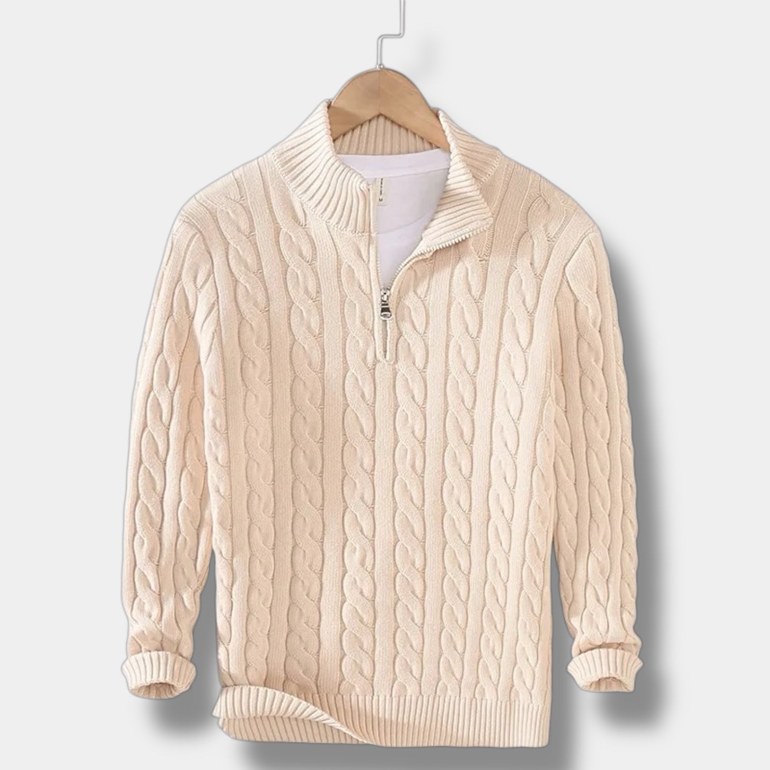 Men’s Cable Knit Half-Zip Sweater – Classic Warmth & Modern Style