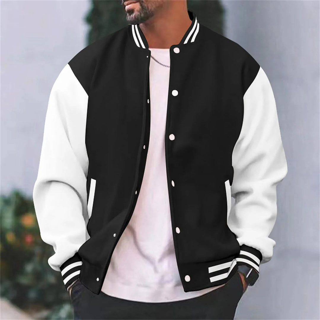 Men’s Two-Tone Varsity Jacket – Classic Street Style with Modern Comfort