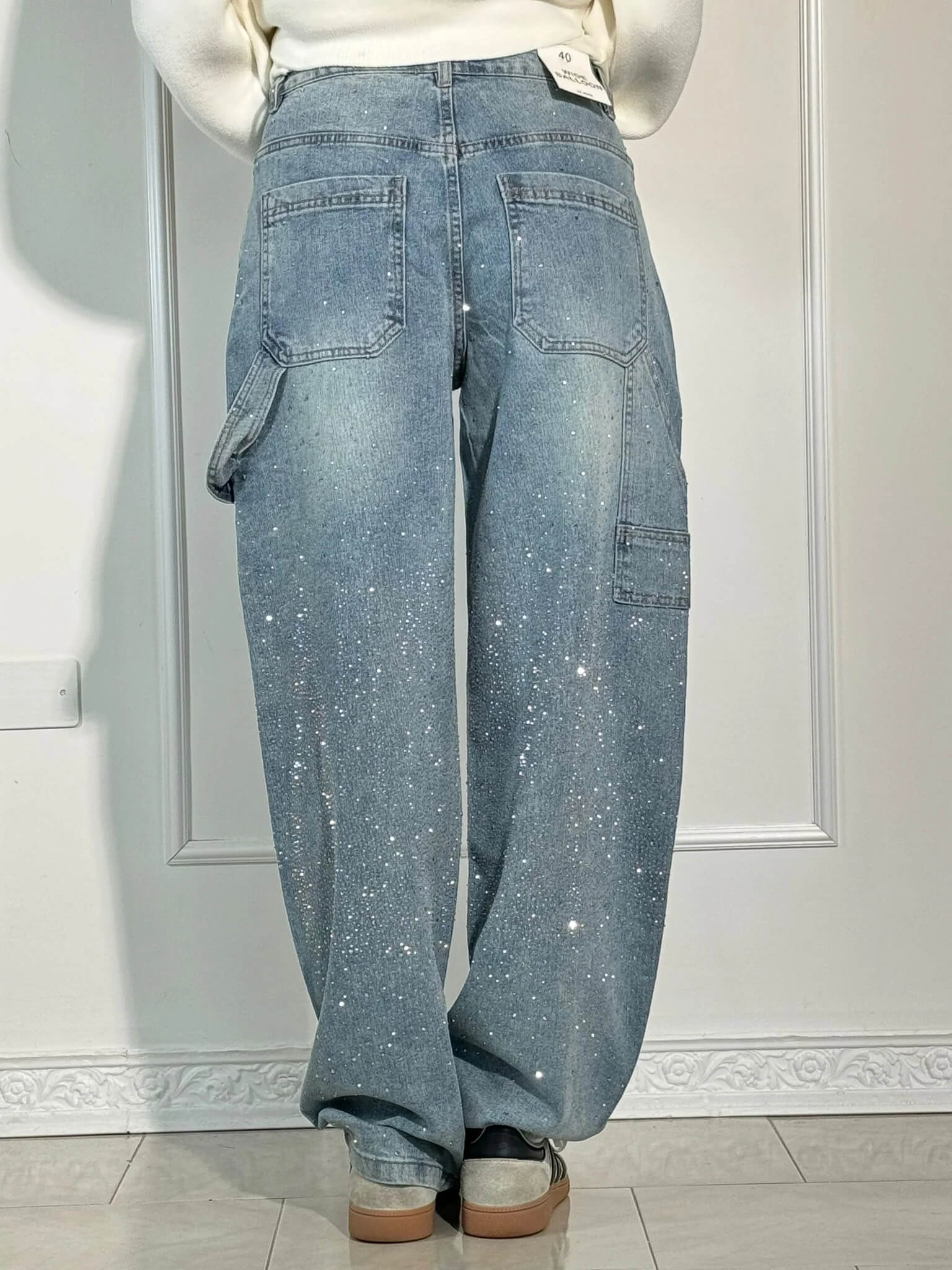 High-Waisted Relaxed Fit Paint-Splatter Jeans