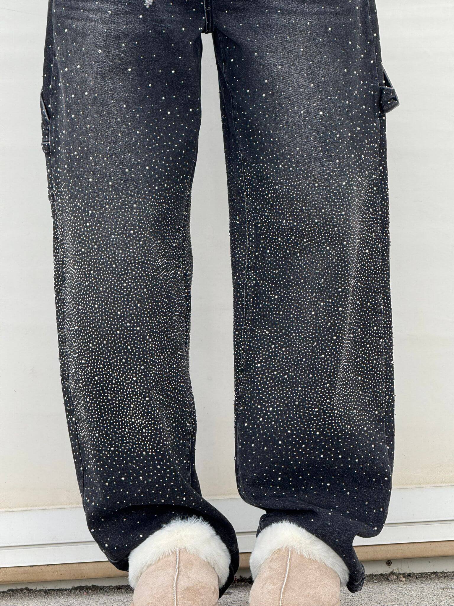 High-Waisted Relaxed Fit Paint-Splatter Jeans
