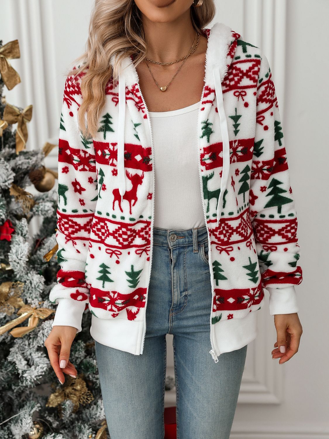 Festive Fleece Zip Hoodie – Cosy, Soft & Perfect for the Holidays