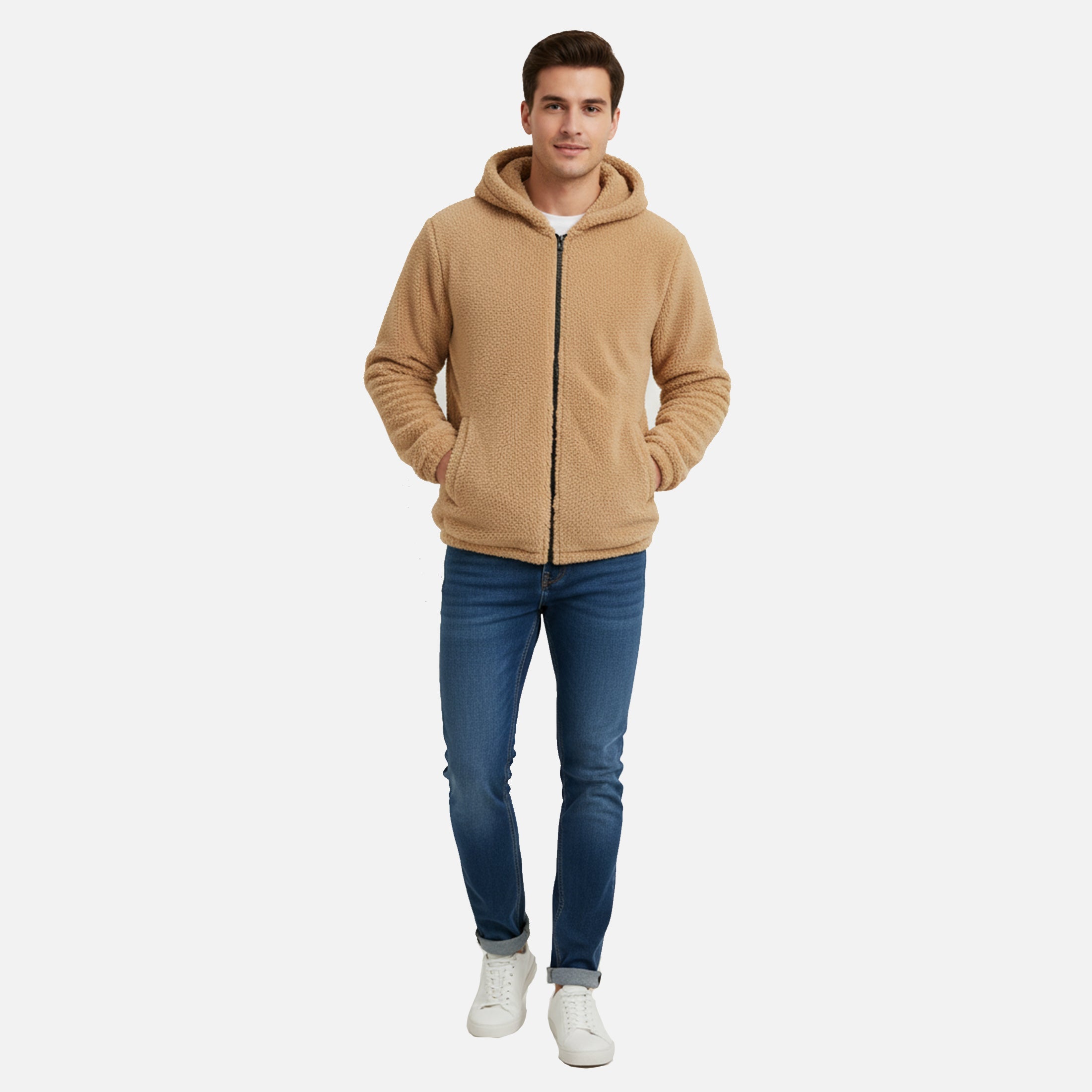 Men’s Sherpa Fleece Zip Hoodie – Ultra-Soft, Warm & Cozy Winter Comfort