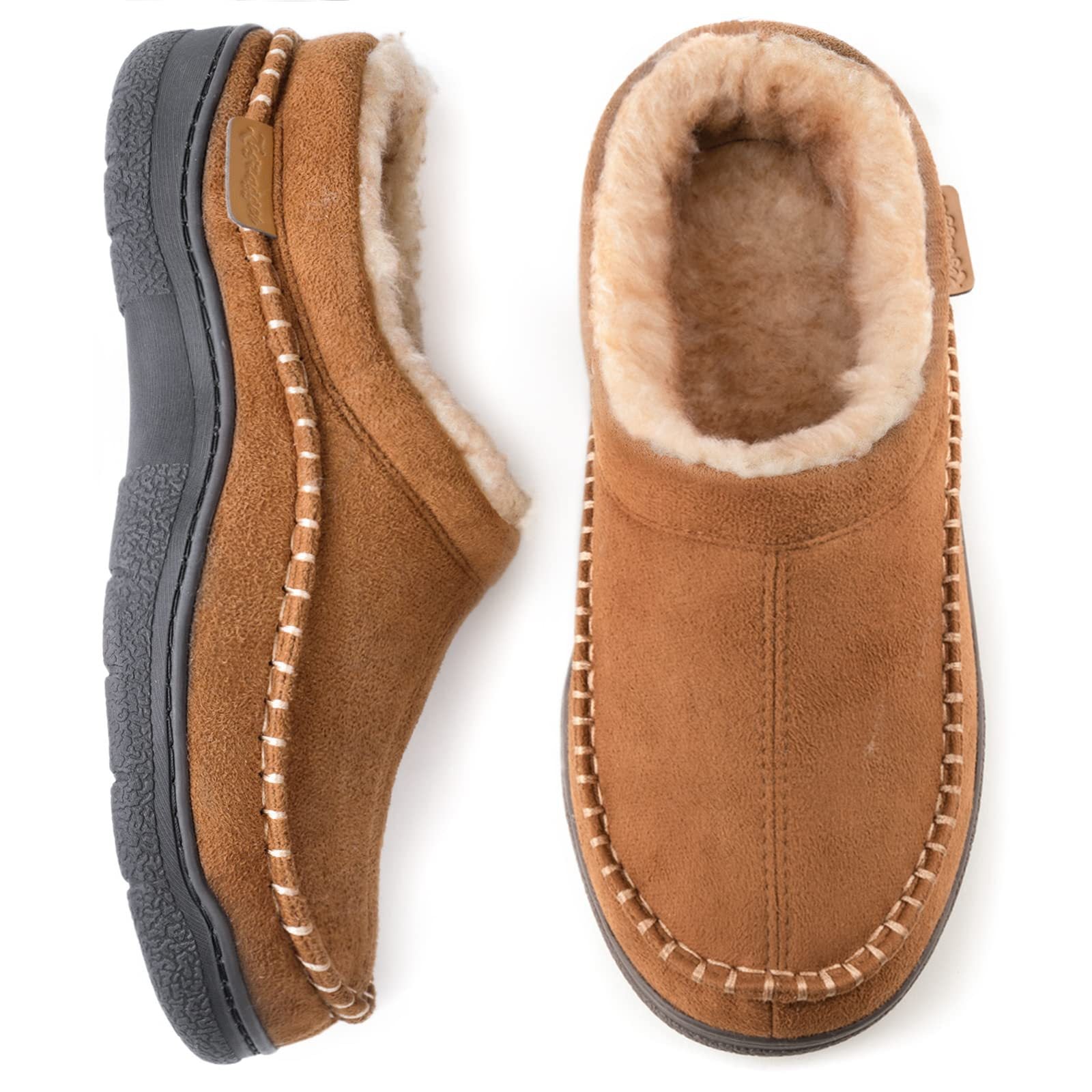 Men’s Premium Fleece-Lined Winter Slippers – Anti-Slip Comfort Mules