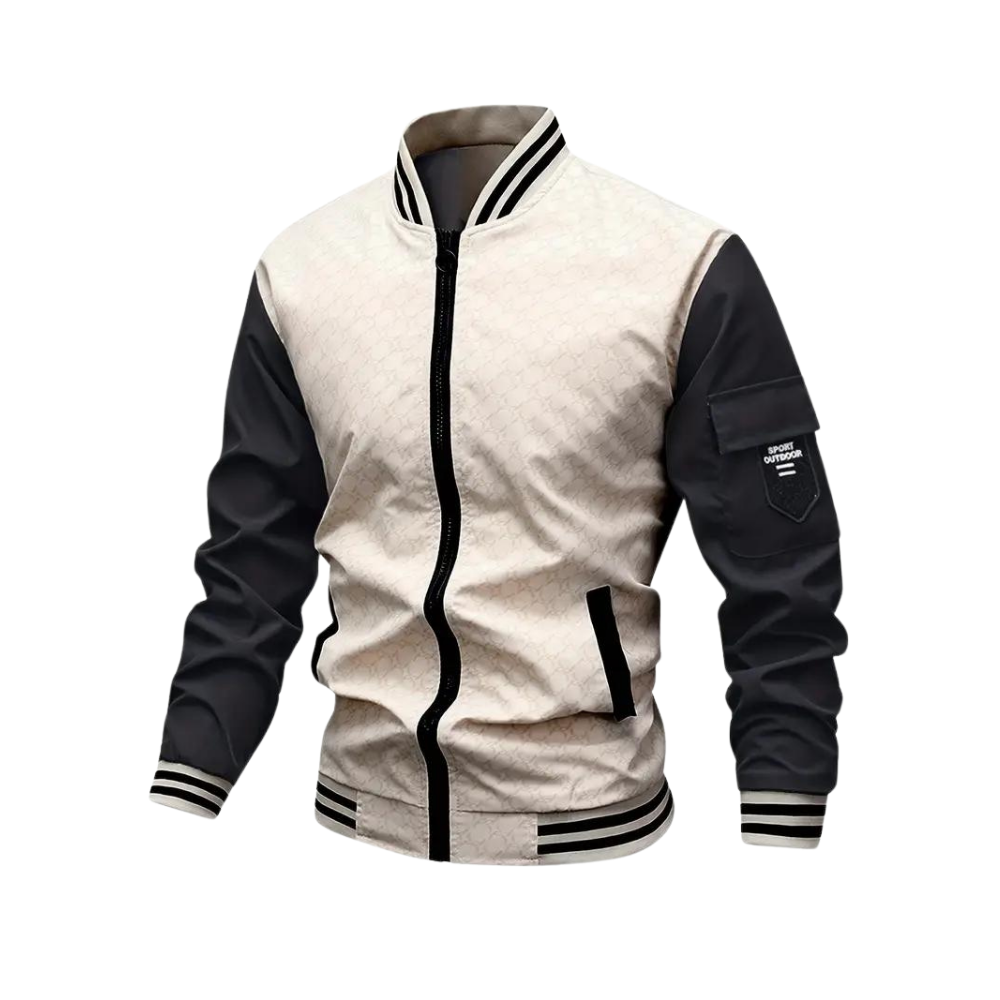 Men’s Contrast Varsity Bomber Jacket – Modern Streetwear Design