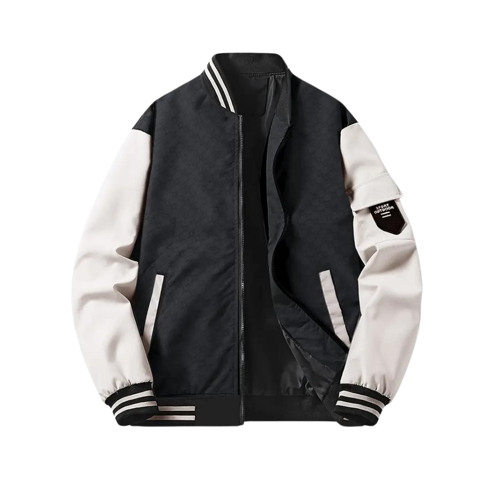 Men’s Contrast Varsity Bomber Jacket – Modern Streetwear Design