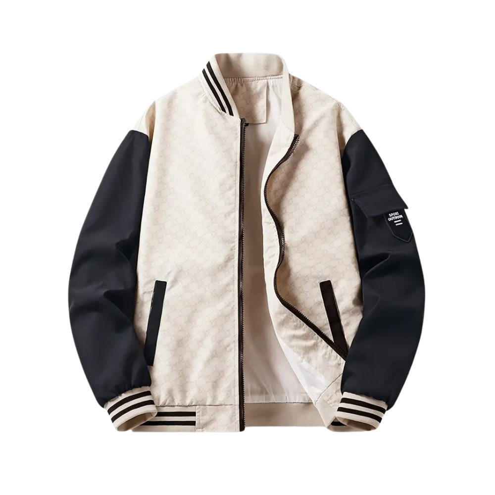 Men’s Contrast Varsity Bomber Jacket – Modern Streetwear Design