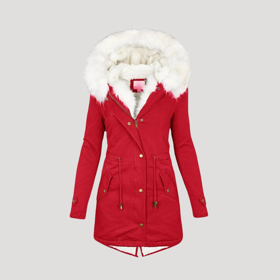 Luxury Faux-Fur Hooded Belted Winter Coat – Ultimate Warmth & Elegance
