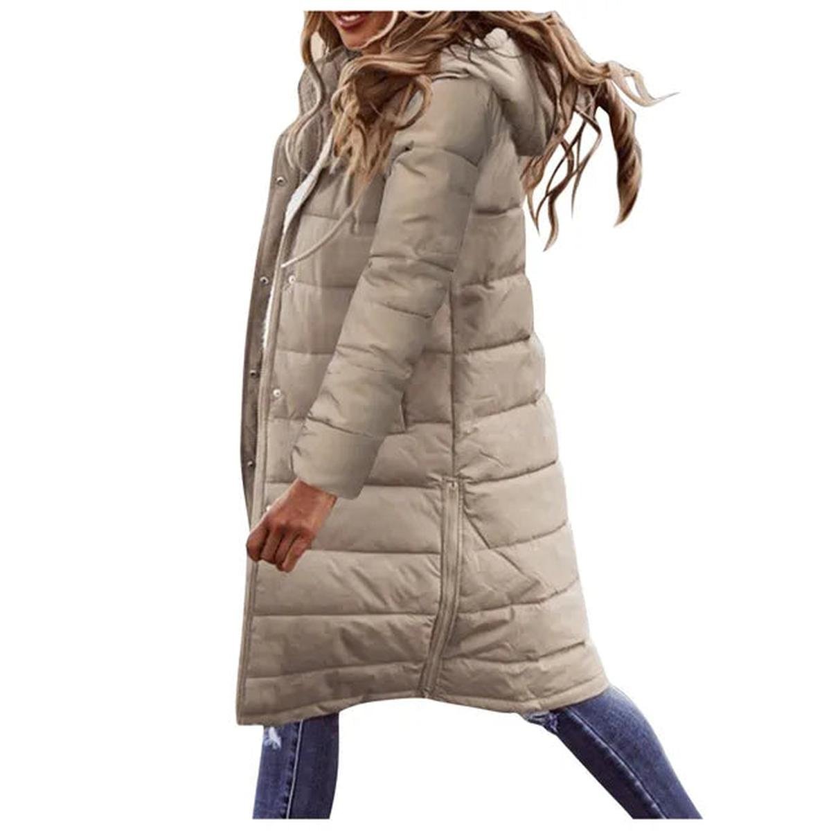 Quilted Hooded Long Winter Jacket for Women