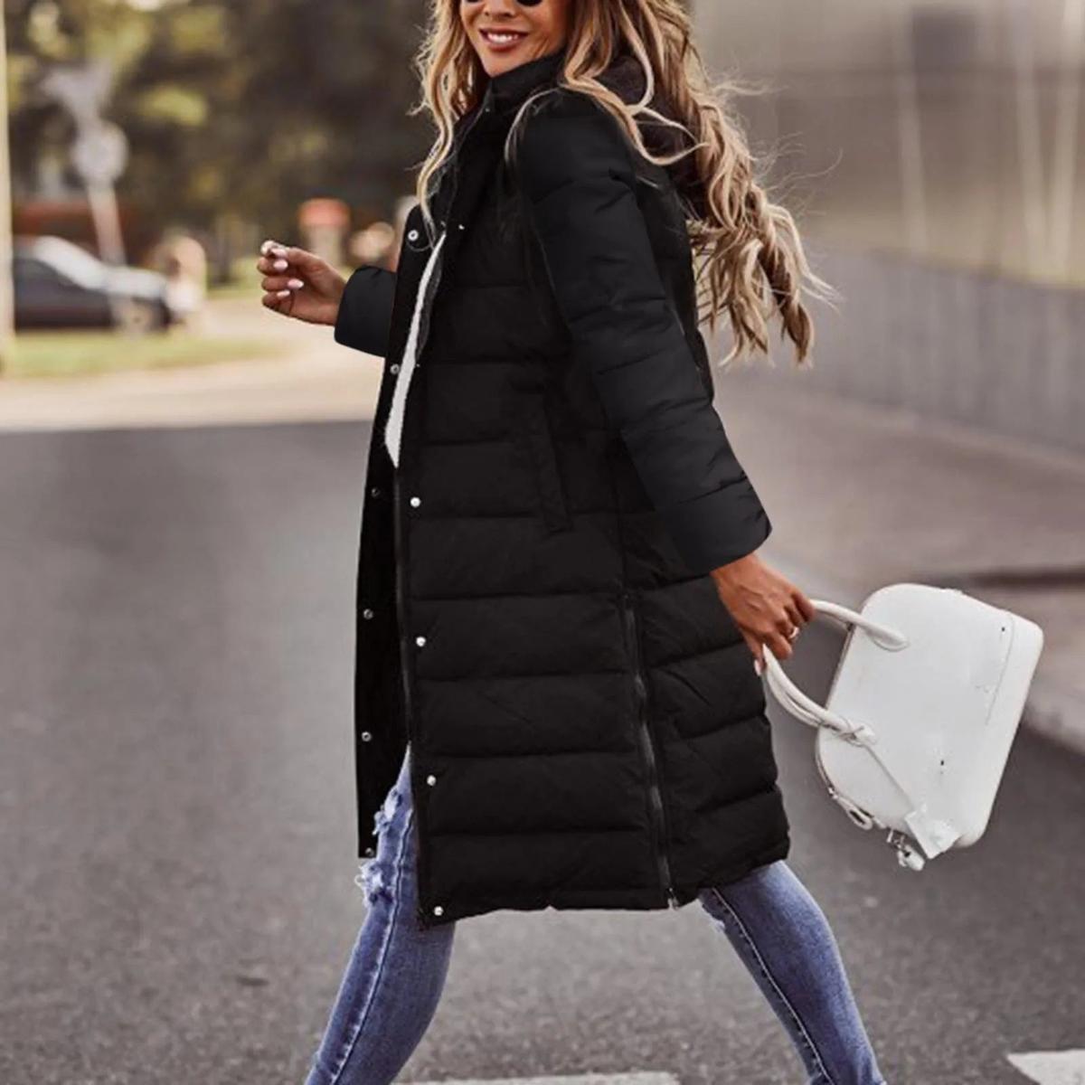 Quilted Hooded Long Winter Jacket for Women