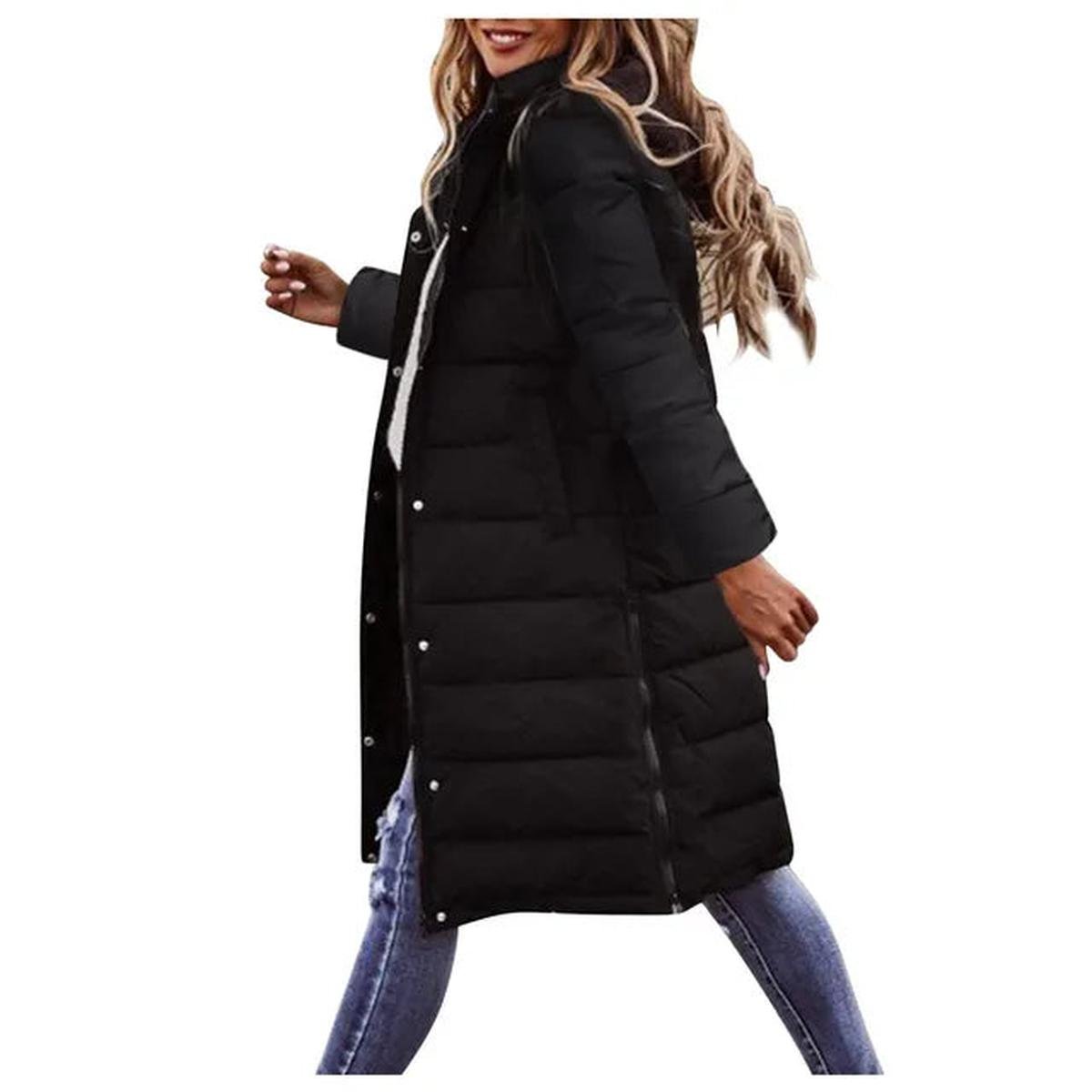 Quilted Hooded Long Winter Jacket for Women