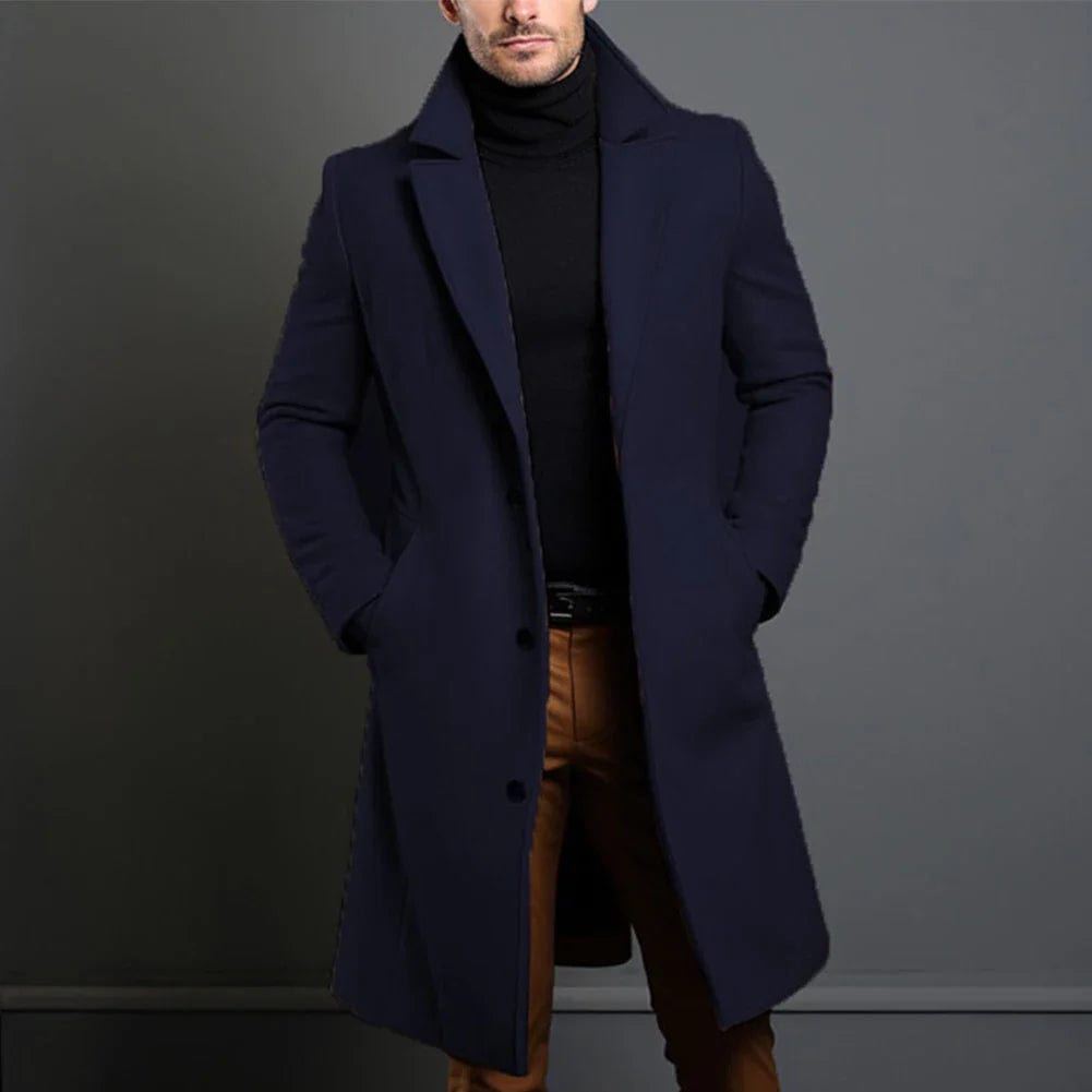 Men’s Classic Wool Blend Overcoat – Warm, Tailored & Timeless Style