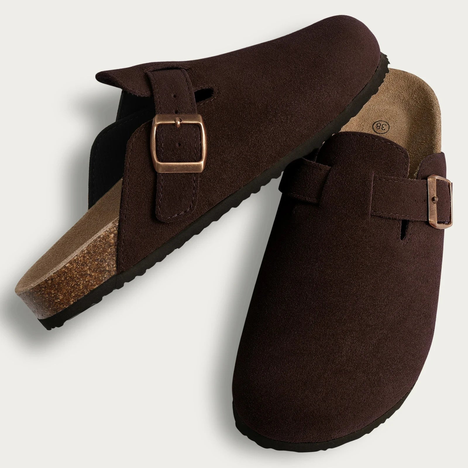 Premium Suede Comfort Clogs – Soft Slip-On Mule with Adjustable Buckle