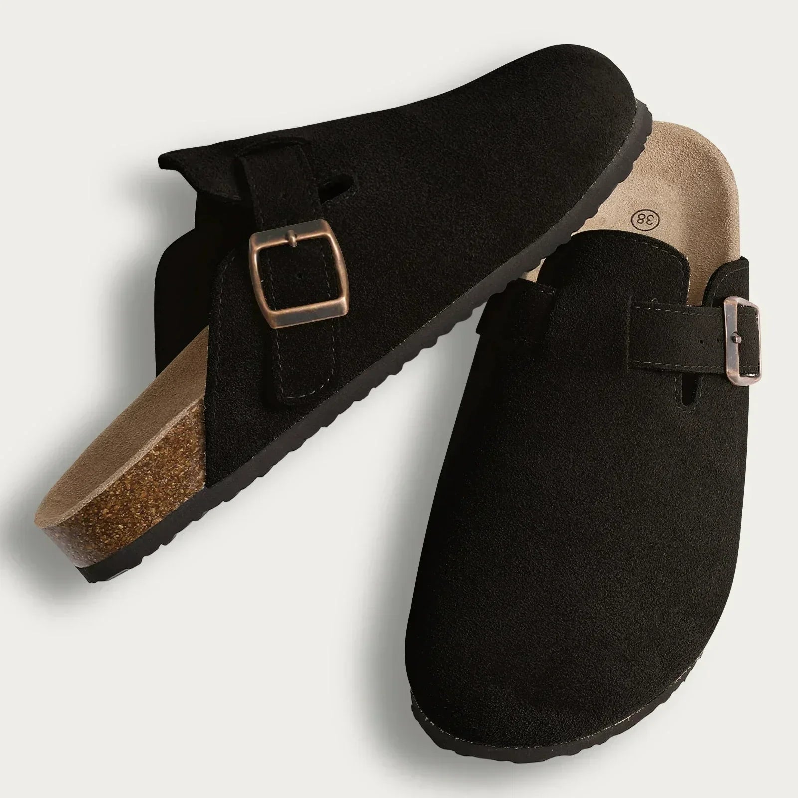 Premium Suede Comfort Clogs – Soft Slip-On Mule with Adjustable Buckle