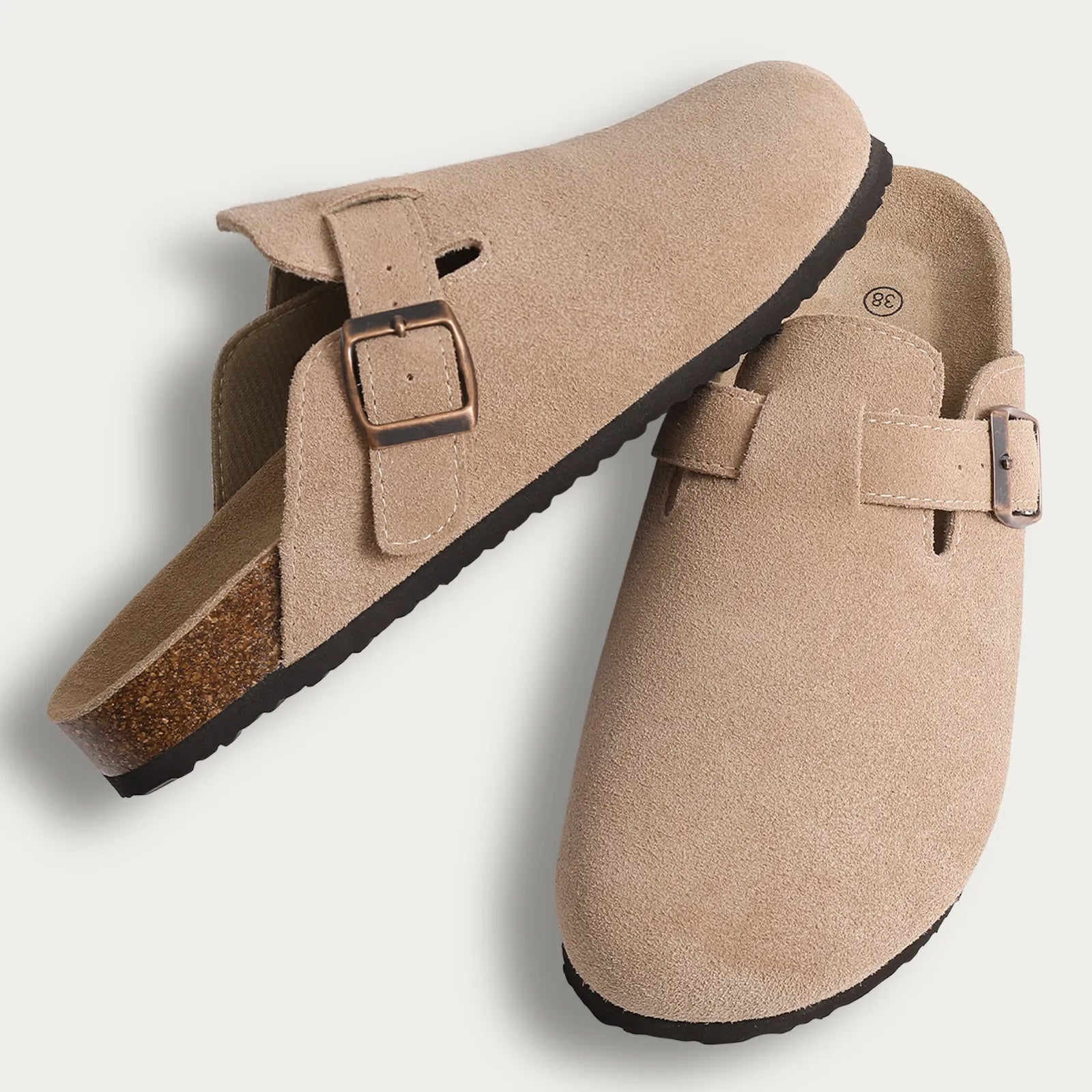 Premium Suede Comfort Clogs – Soft Slip-On Mule with Adjustable Buckle