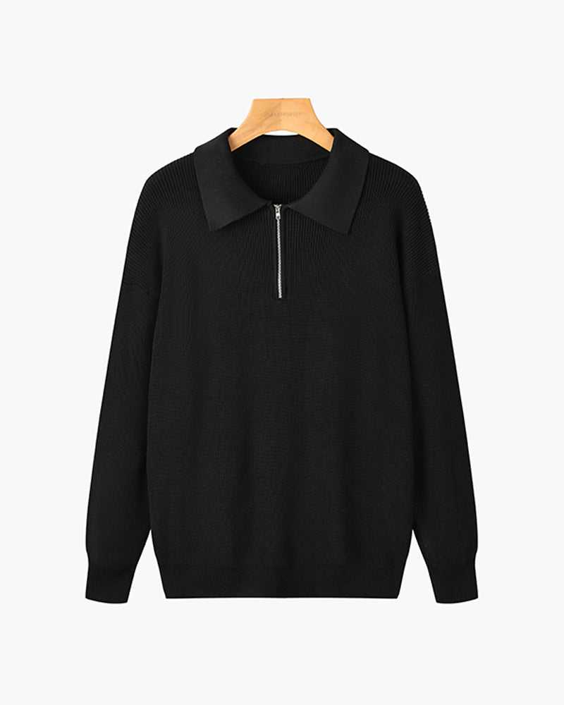 Oxford Half-Zip Knit Sweater – Minimal Premium Comfort