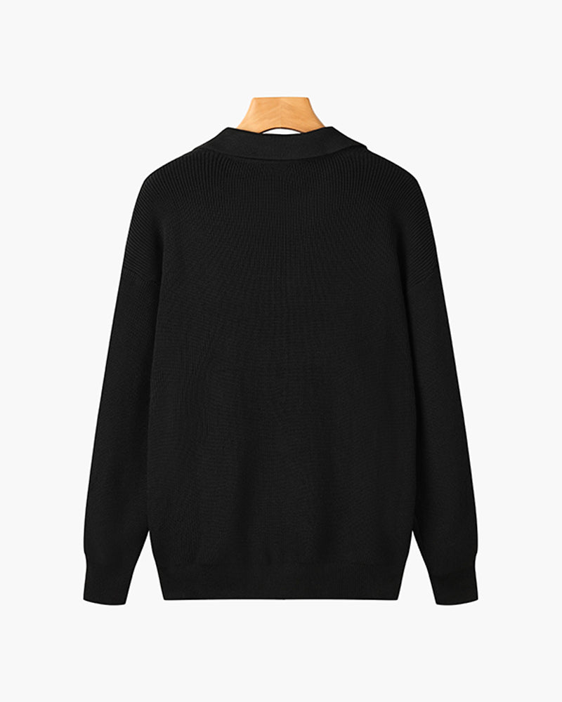 Oxford Half-Zip Knit Sweater – Minimal Premium Comfort