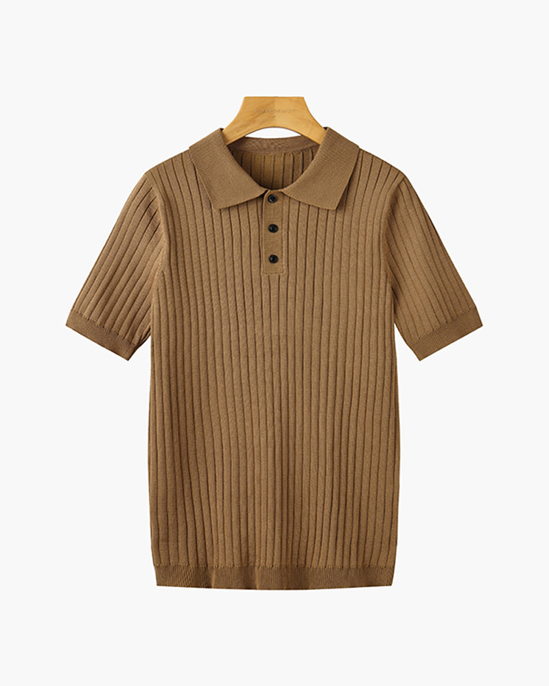 Ribbed Knit Polo Shirt – Modern Minimal Essential by Luxoo