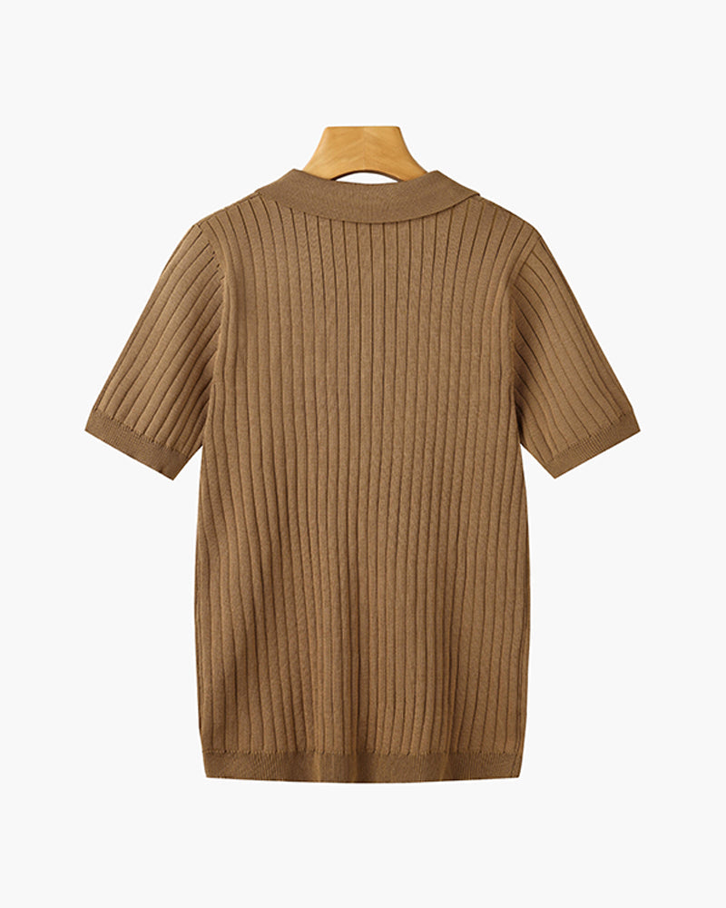 Ribbed Knit Polo Shirt – Modern Minimal Essential by Luxoo