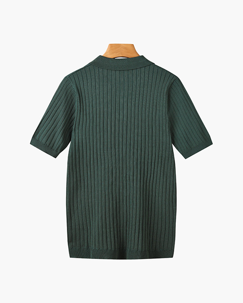 Ribbed Knit Polo Shirt – Modern Minimal Essential by Luxoo