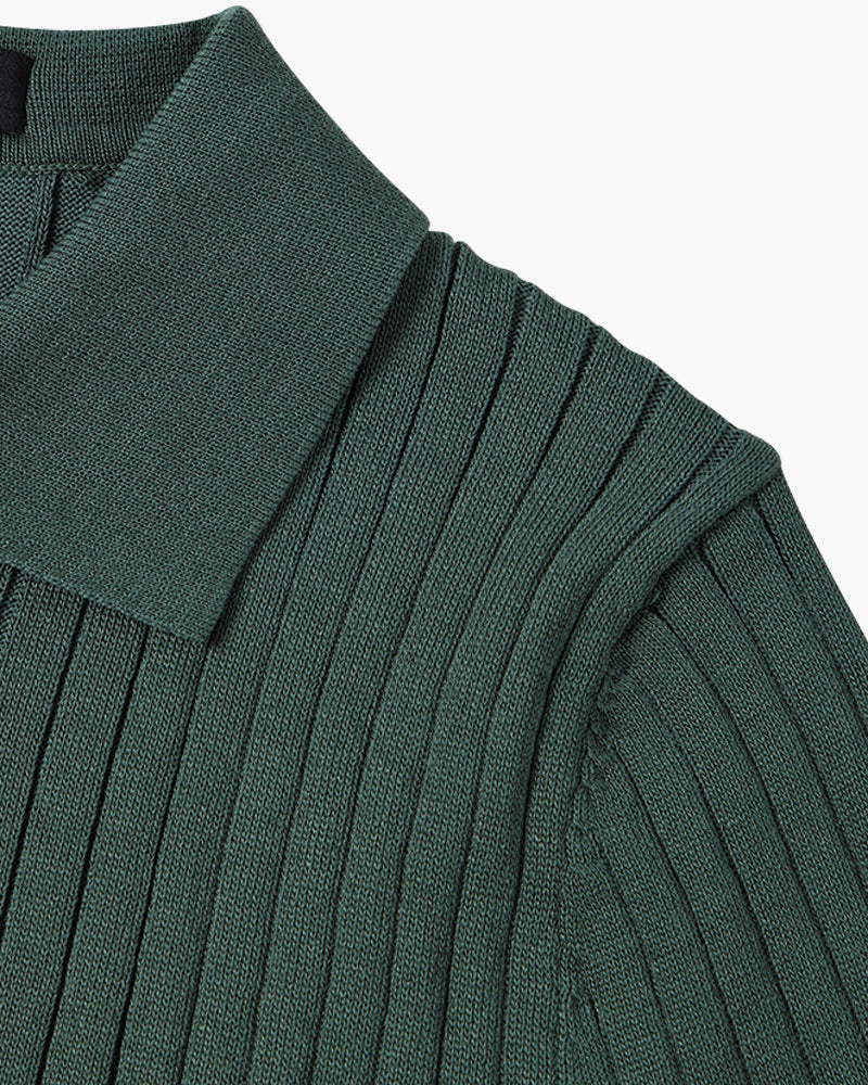 Ribbed Knit Polo Shirt – Modern Minimal Essential by Luxoo