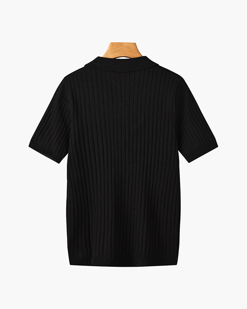 Ribbed Knit Polo Shirt – Modern Minimal Essential by Luxoo