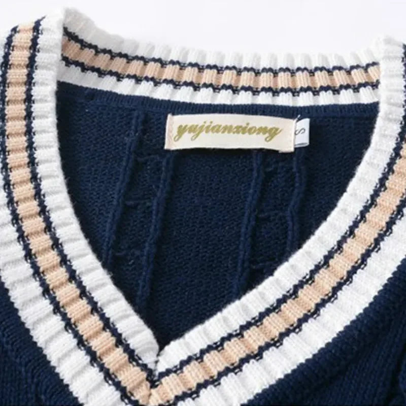 Preppy Knit Cable Sweater Vest – Classic V-Neck Layer