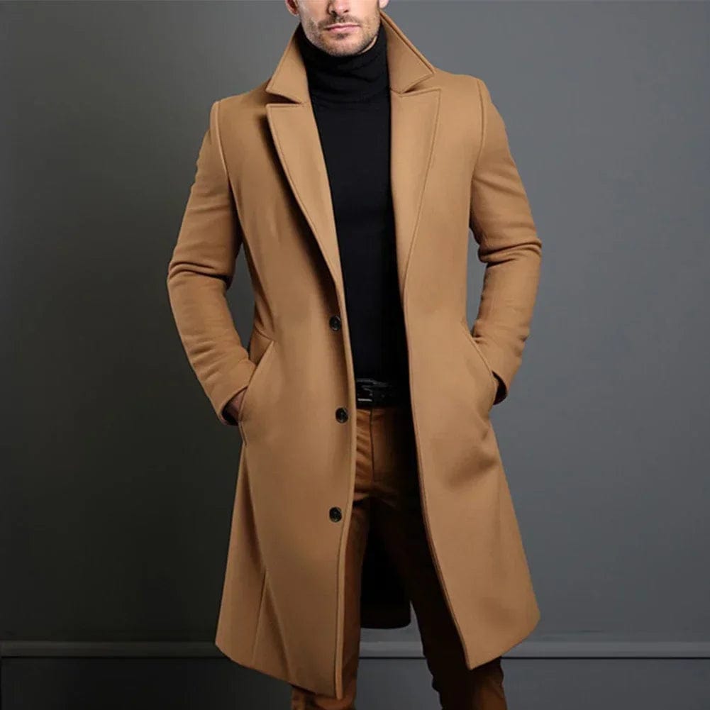 Men’s Classic Wool Blend Overcoat – Warm, Tailored & Timeless Style