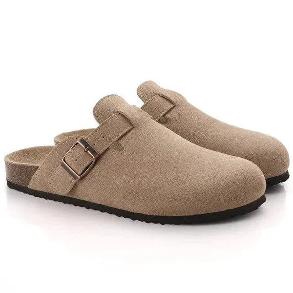 Premium Suede Comfort Clogs – Soft Slip-On Mule with Adjustable Buckle