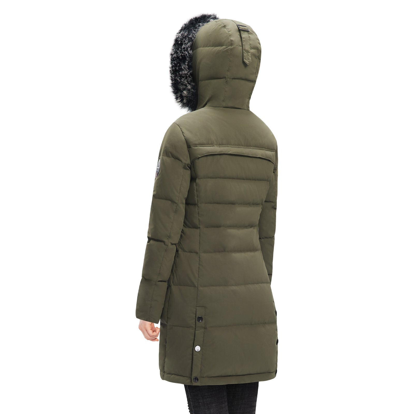 Women’s Long Puffer Coat with Faux Fur Hood – Warm Waterproof Winter Jacket
