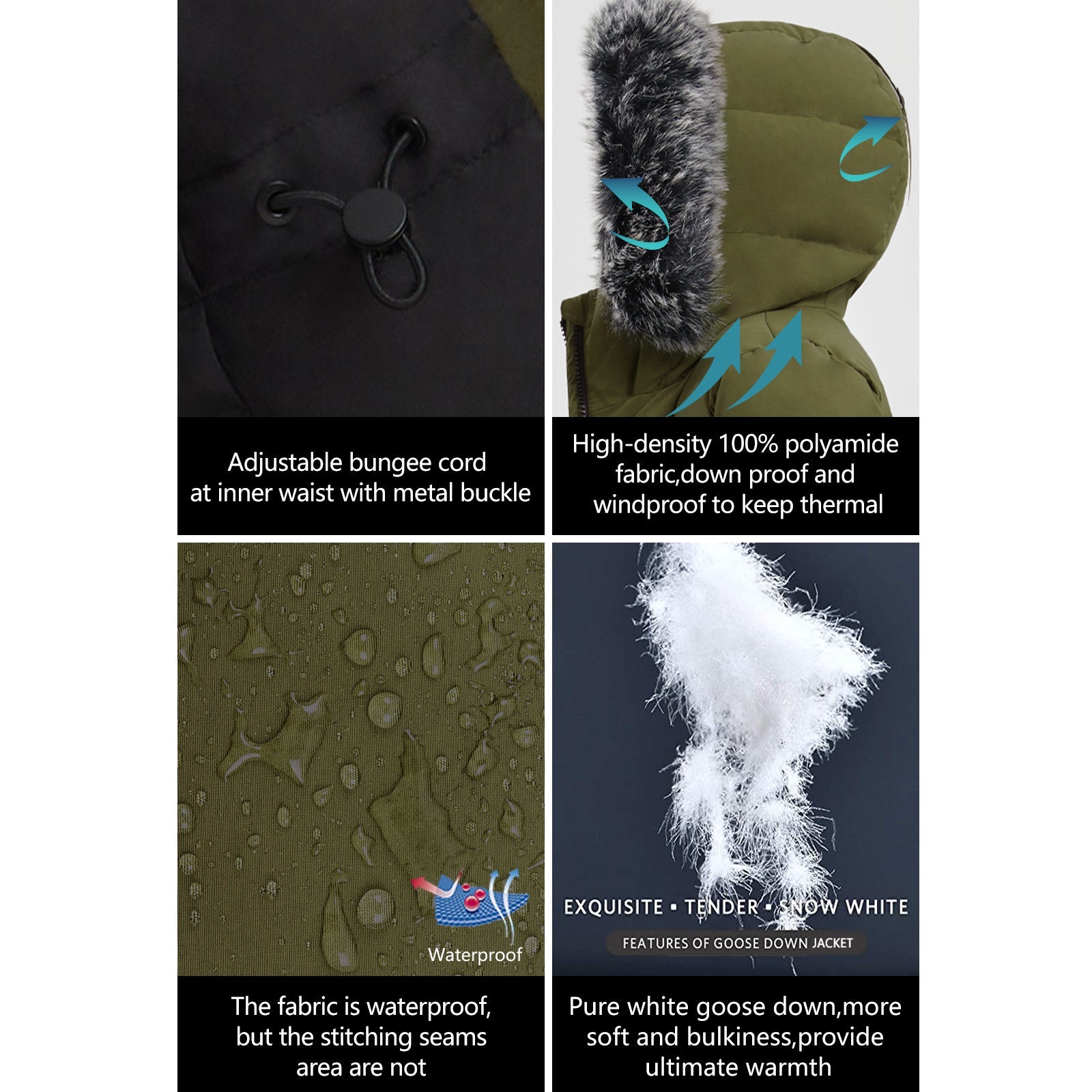 Women’s Long Puffer Coat with Faux Fur Hood – Warm Waterproof Winter Jacket