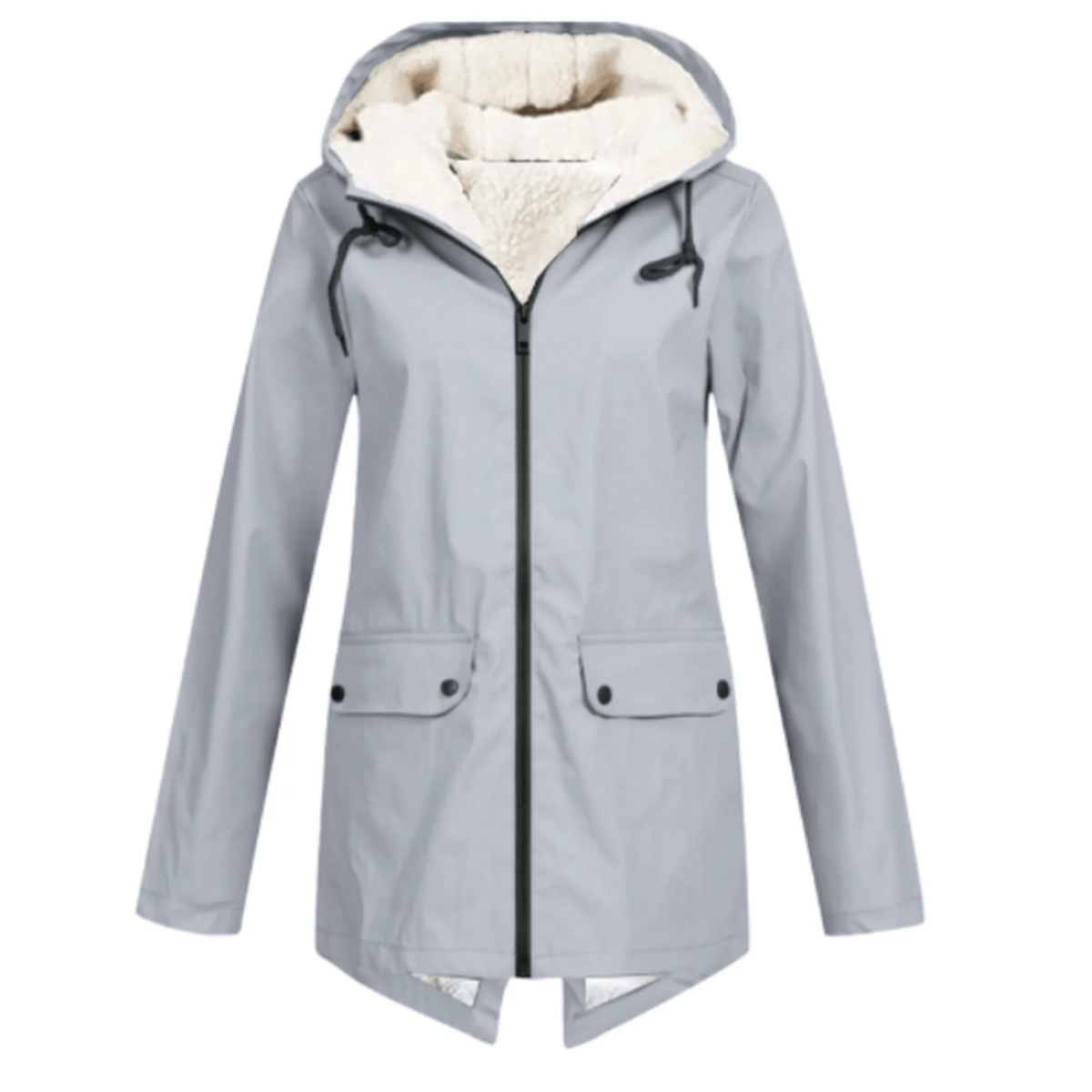 Waterproof Hooded Trench Coat With Fleece Lining