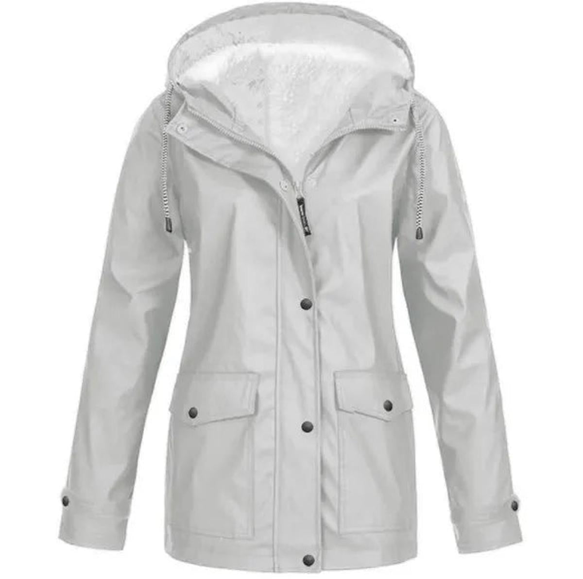 Waterproof Windproof Fleece-Lined Outdoor Jacket With Hood