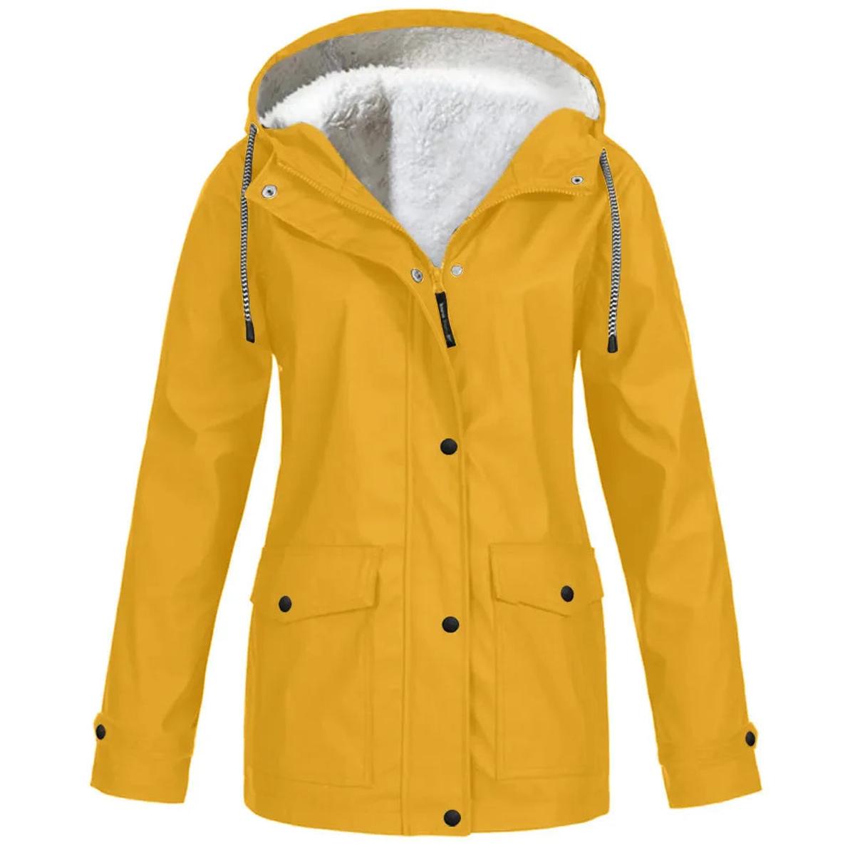 Waterproof Windproof Fleece-Lined Outdoor Jacket With Hood