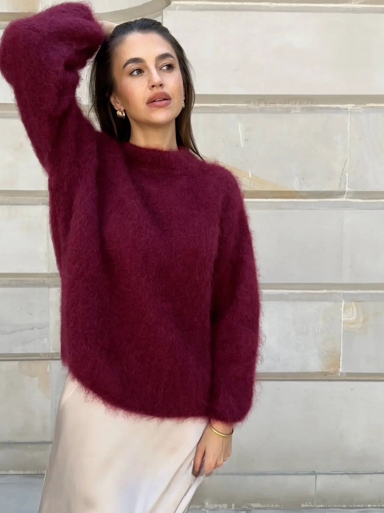 Soft Fluffy Knit Sweater – Elegant Cozy Fit