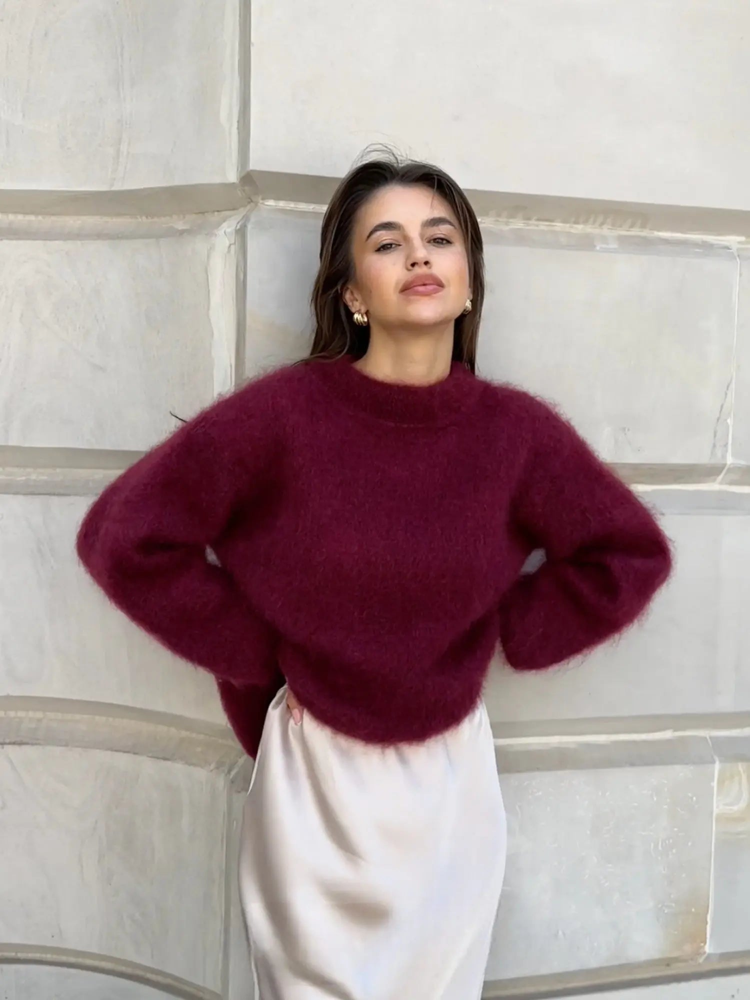 Soft Fluffy Knit Sweater – Elegant Cozy Fit
