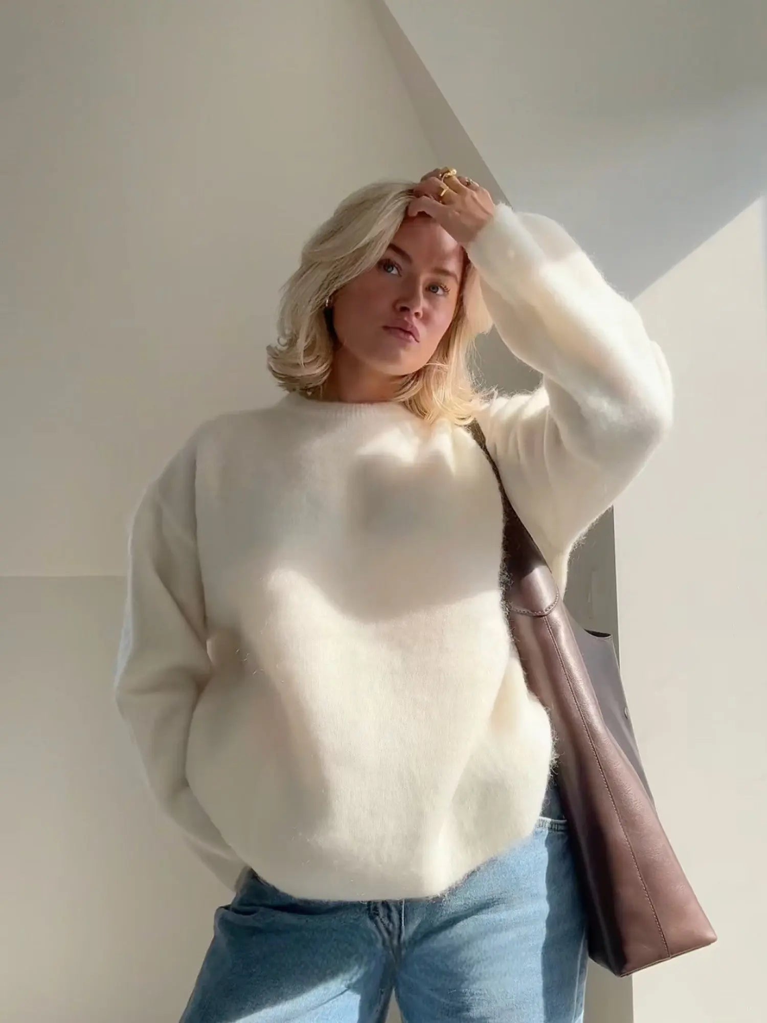 Soft Fluffy Knit Sweater – Elegant Cozy Fit