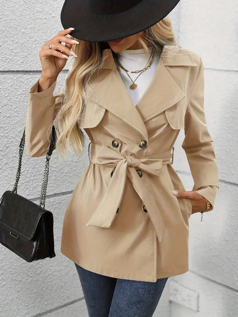 Women's Button-Front Trench Coat with Belt