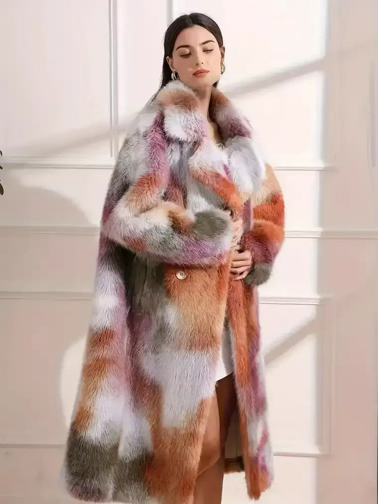 Women's Gradient Colour Coat with Lapel Collar