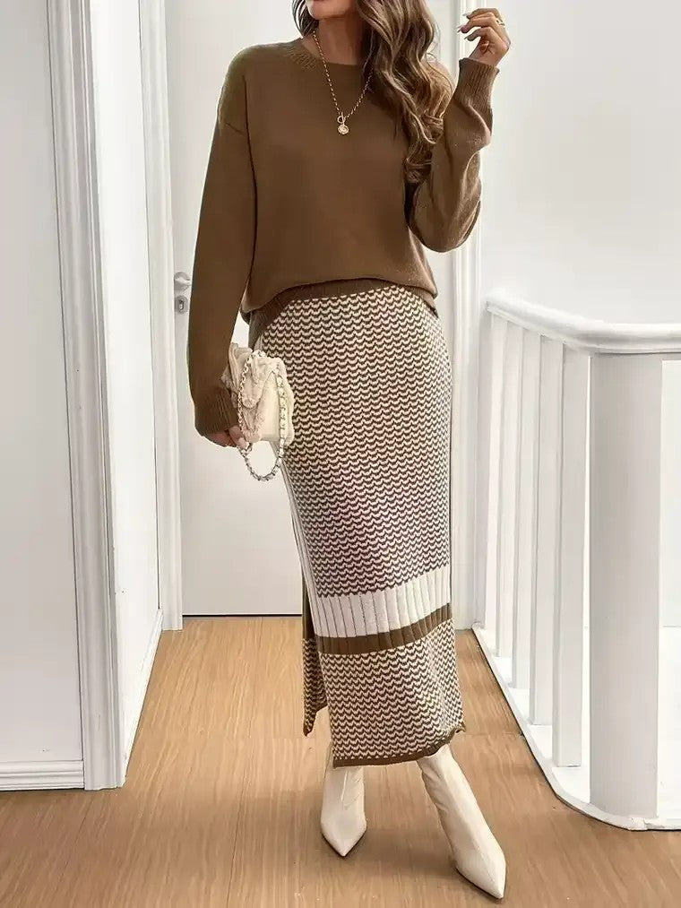Women's Knitted Sweater and Skirt Set